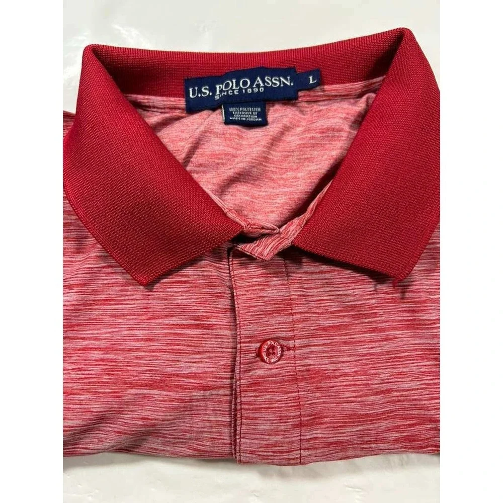 US Polo Assn Mens Polo Shirt Red Space Dye Short Sleeve L 11‎ 8028 47